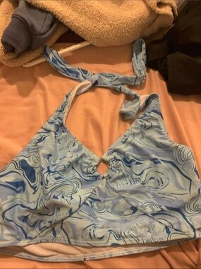 Blue Swirl Halter Bikini Top